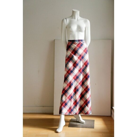 Vintage Large Scale Plaid A line Maxi Skirt XS - Picture 2 of 7